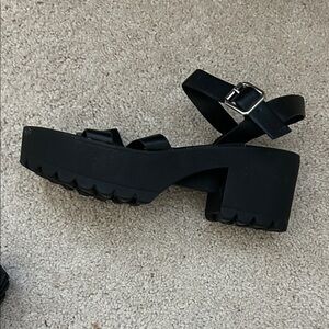 Madden Girl Black Chunky Heel Sandals